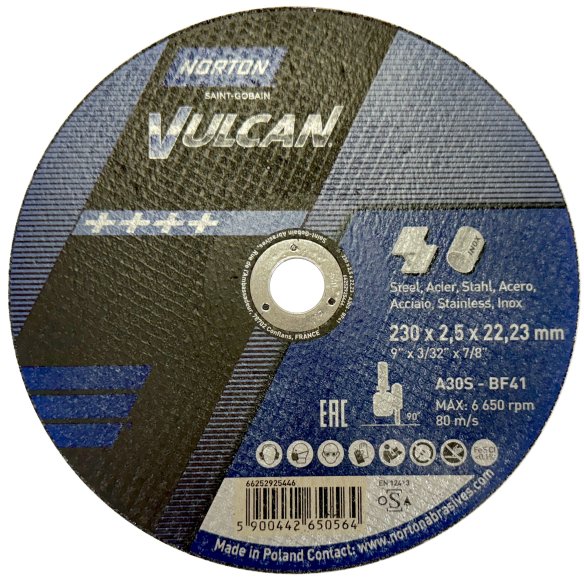 Відрізний круг NOR VULCAN 230x2.5 А30S | Посилений для Металу - Dnipro-Abraziv