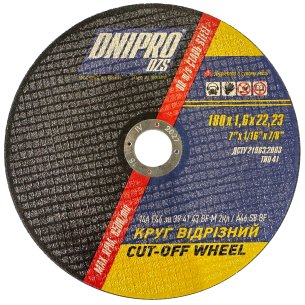 Відрізний круг ДНІПРО 180х1,6х22 | Універсальний для Металу - Dnipro-Abraziv