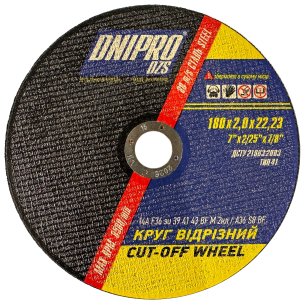 Відрізний круг ДНІПРО 180х2,0х22 | Для Товстого Металу та Навантажень - Dnipro-Abraziv