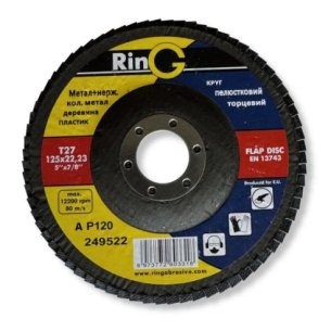 Круг пелюстковий торцевий RinG 125х22.2 мм Р120 Тип 27 | Остаточне шліфування | dnipro-abraziv.com