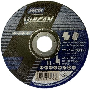 Відрізний круг Norton Vulcan A60S 125x1.6 | Посилений для Сталі, Inox - Dnipro-Abraziv