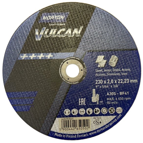 Відрізний круг NOR VULCAN 230x2.0 А30S | Для Металу - Dnipro-Abraziv